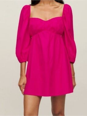 Reformation Farley Corvette Pink Babydoll Mini Dress Women’s Size 8 Ditsy